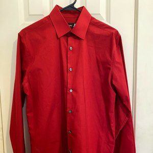 J. Ferrar Men's Size M Red Button-Down Dress Shirt